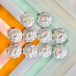 10 Chanel camellias in white